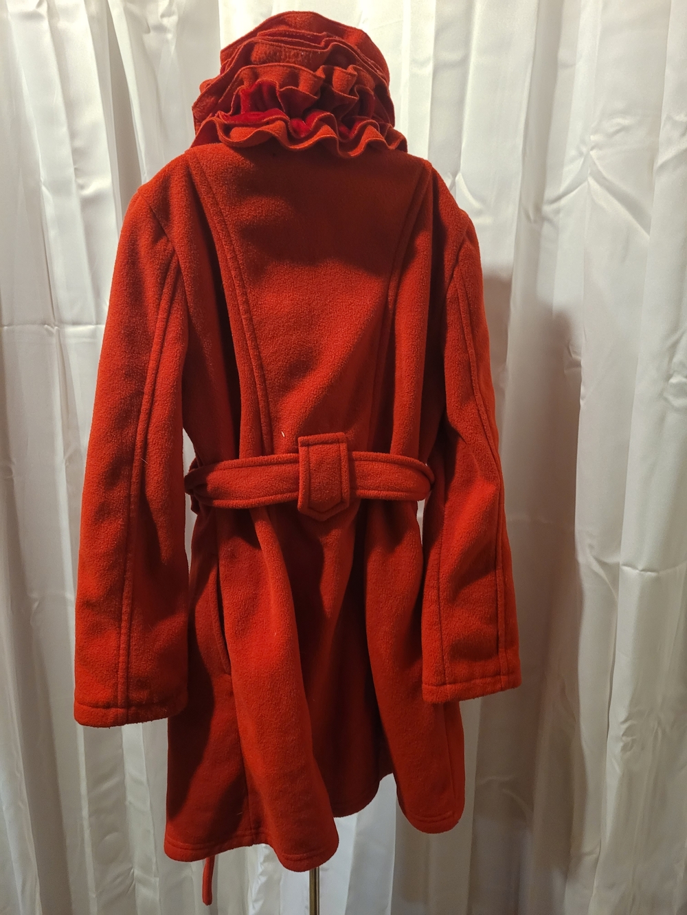 Copper Key Girls Red Ruffle Collar Belted Coat - Picture 2 of 7